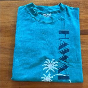 Hanes Beefy-T Shortsleeve Mens L Teal Shirt, Hawaii Aloha
